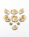 Wooden pendants with floral & face designs