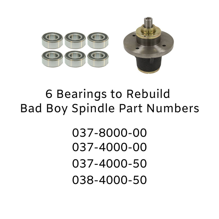 Bad Boy 037-8001-00 Spindle Bearing 6-Pack (Rebuild Original Aluminum Housing Double Bearing Spindles)