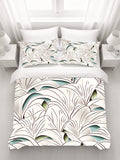 Beige Botanical Fan Leaf Pattern Duvet Cover