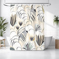 Beige Botanical Fan Leaf Pattern Shower Curtain