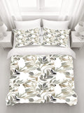 Beige Botanical Leaf Pattern Duvet Cover