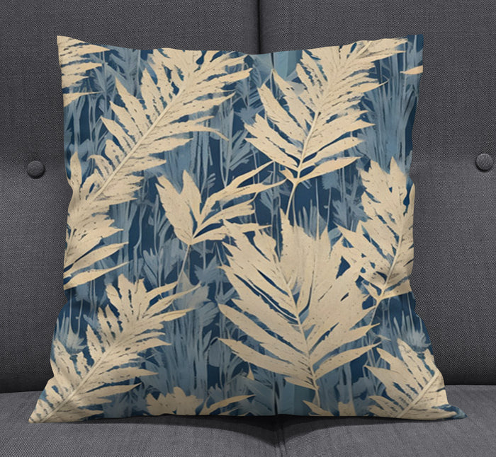 Beige Botanical Leaf Pattern Throw Pillow Cover