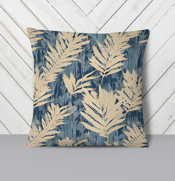 Beige Botanical Leaf Pattern Throw Pillow Cover