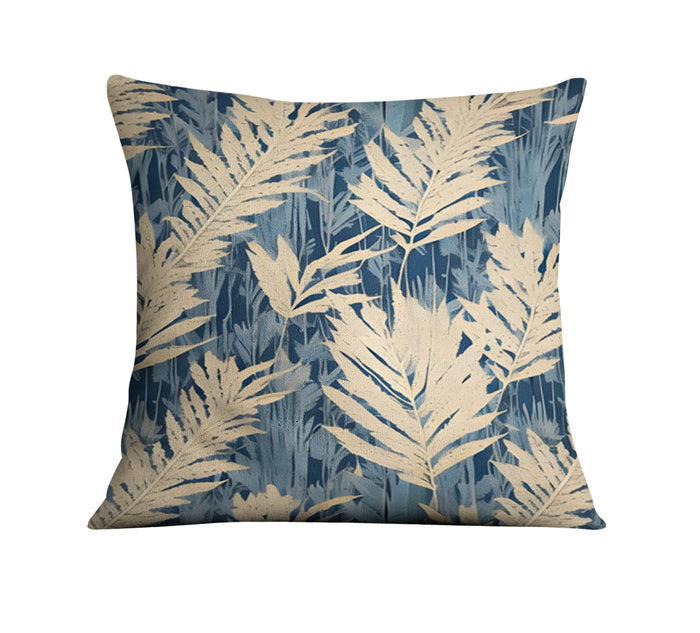 Beige Botanical Leaf Pattern Throw Pillow Cover