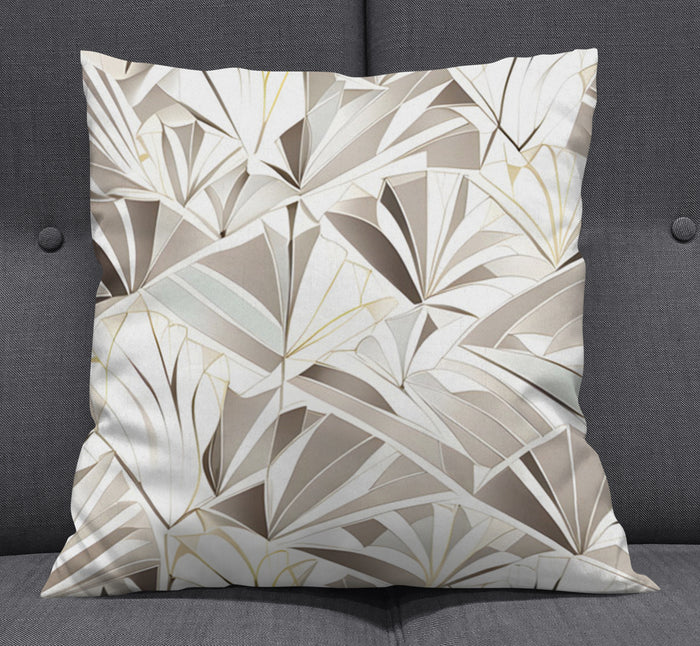 Beige Geometric Fan Pattern Throw Pillow Cover