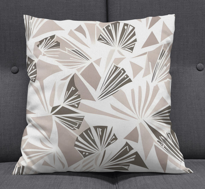 Beige Geometric Fan Pattern Throw Pillow Cover
