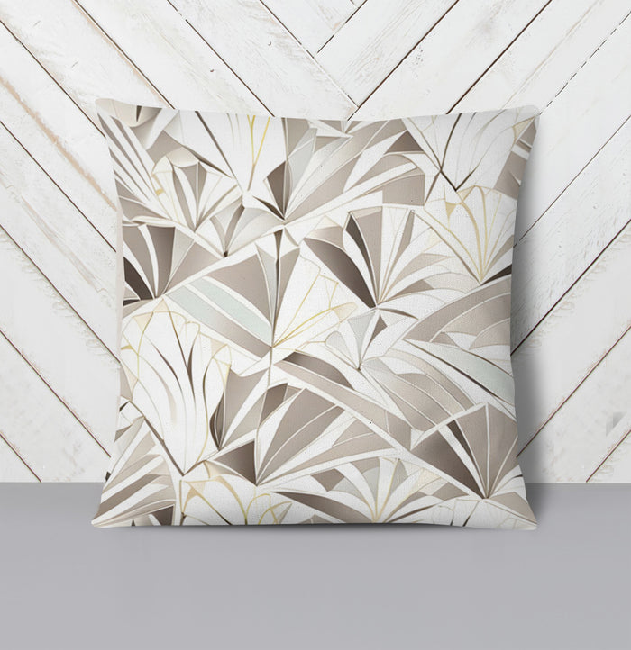 Beige Geometric Fan Pattern Throw Pillow Cover