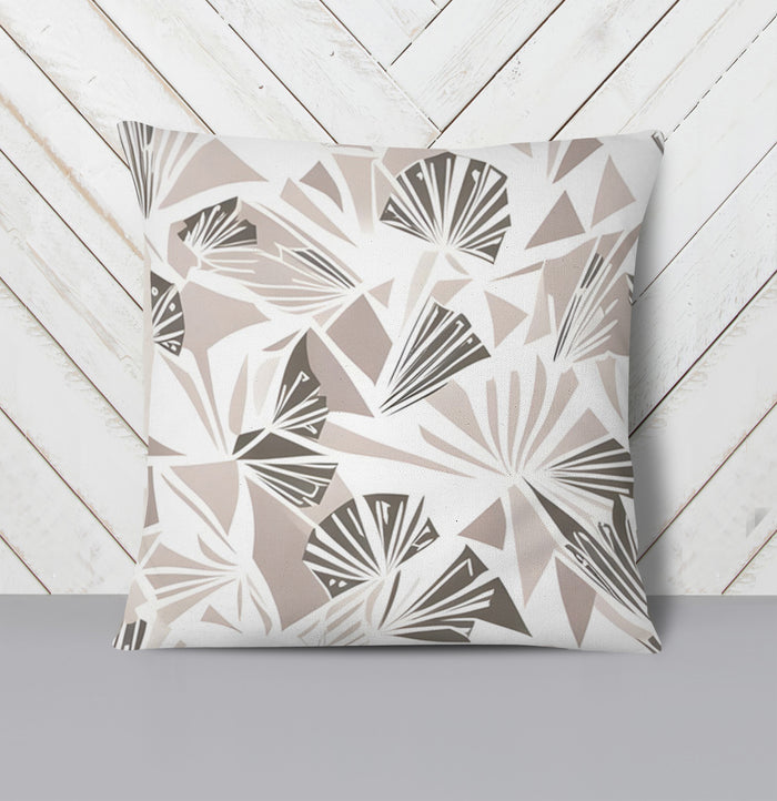 Beige Geometric Fan Pattern Throw Pillow Cover