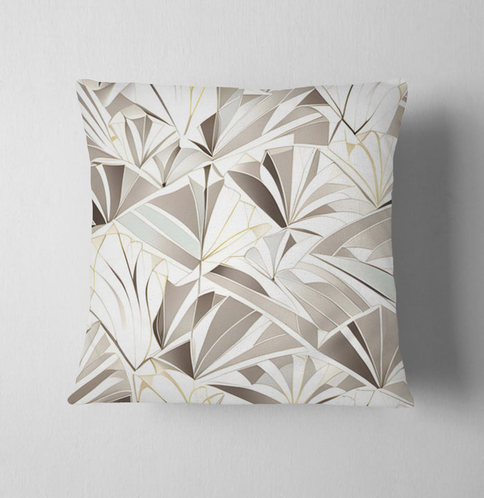 Beige Geometric Fan Pattern Throw Pillow Cover