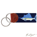 Billfish (Navy) Needlepoint Key Fob-Fussbudget.com