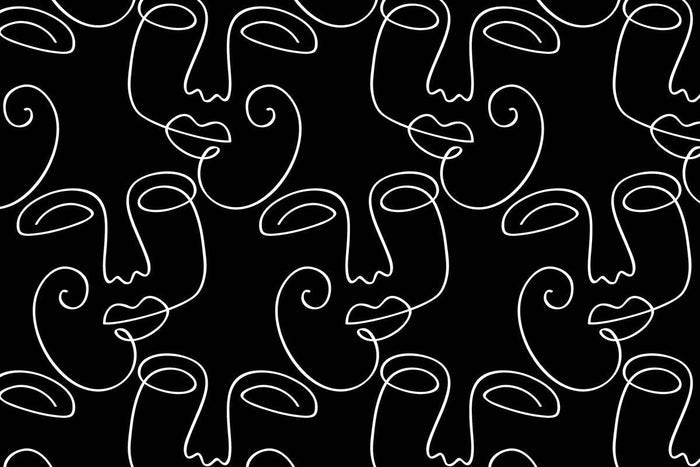 Black Abstract Faces 2 Wall Mural-Wall Mural-Eazywallz