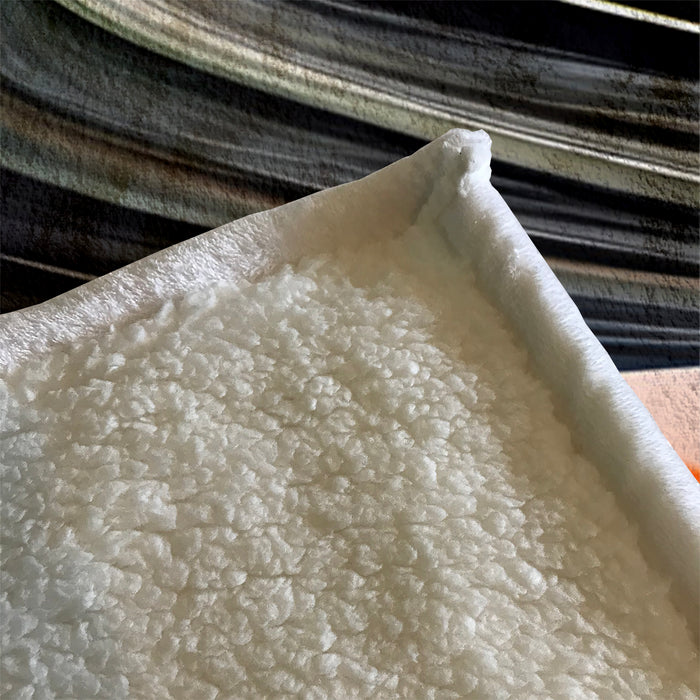Black and Beige Liquid Marble Flow Pattern Fleece Sherpa Blanket