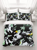 Black and Green Abstract Paint Splatter Pattern Duvet Cover