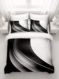 Black and White Curved Line Abstract Pattern Duvet Cover