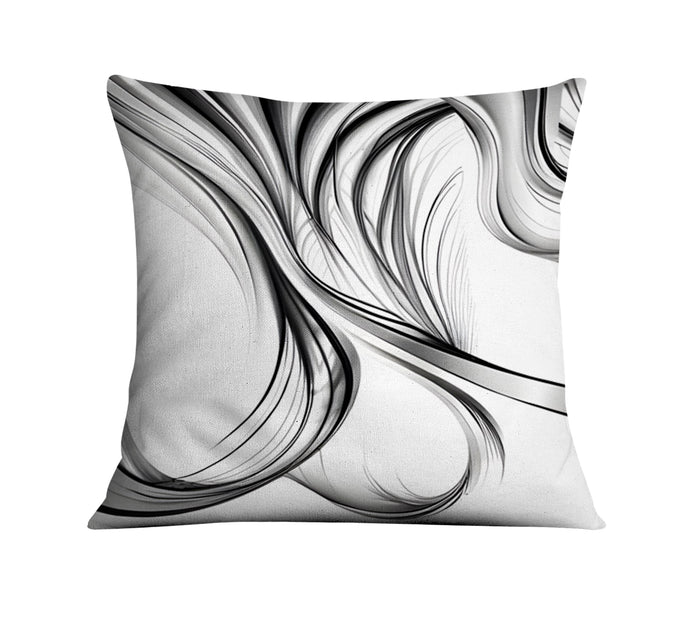 Black and White Fluid Line Pattern Throw Pillow Cover