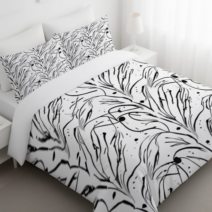 Black and White Organic Line Pattern Duvet Cover