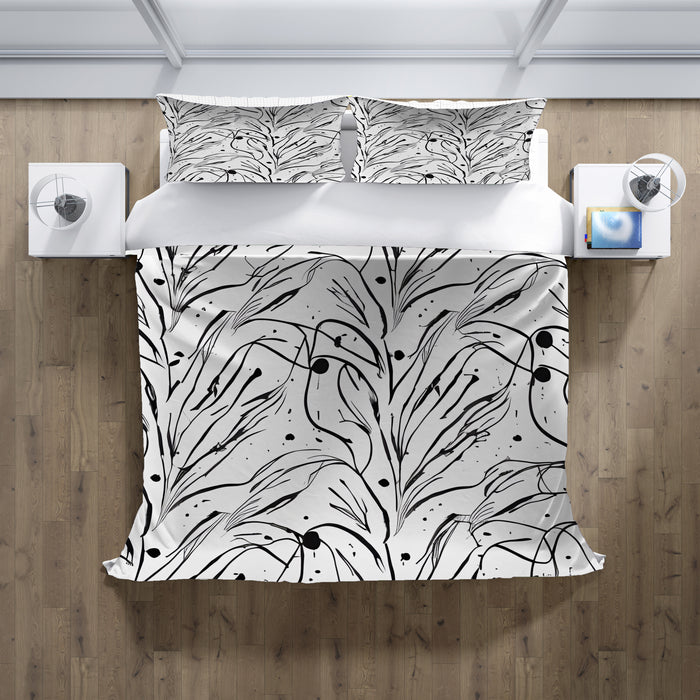 Black and White Organic Line Pattern Duvet Cover