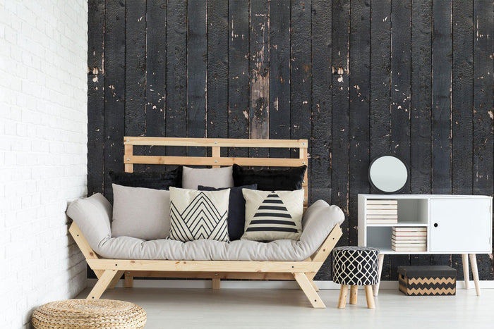 Black Wood Planks Wall Mural-Wall Mural-Eazywallz