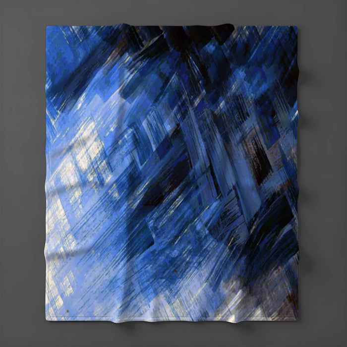 Blue Abstract Brushstroke Motion Pattern Fleece Sherpa Blanket