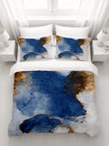 Blue and Gold Coastal Marble Texture Duvet Cover
