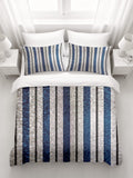 Blue and Gray Vertical Stripe Pattern Duvet Cover