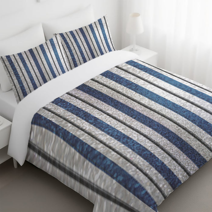 Blue and Gray Vertical Stripe Pattern Duvet Cover