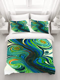 Blue and Green Swirl Abstract Pattern Duvet Cover