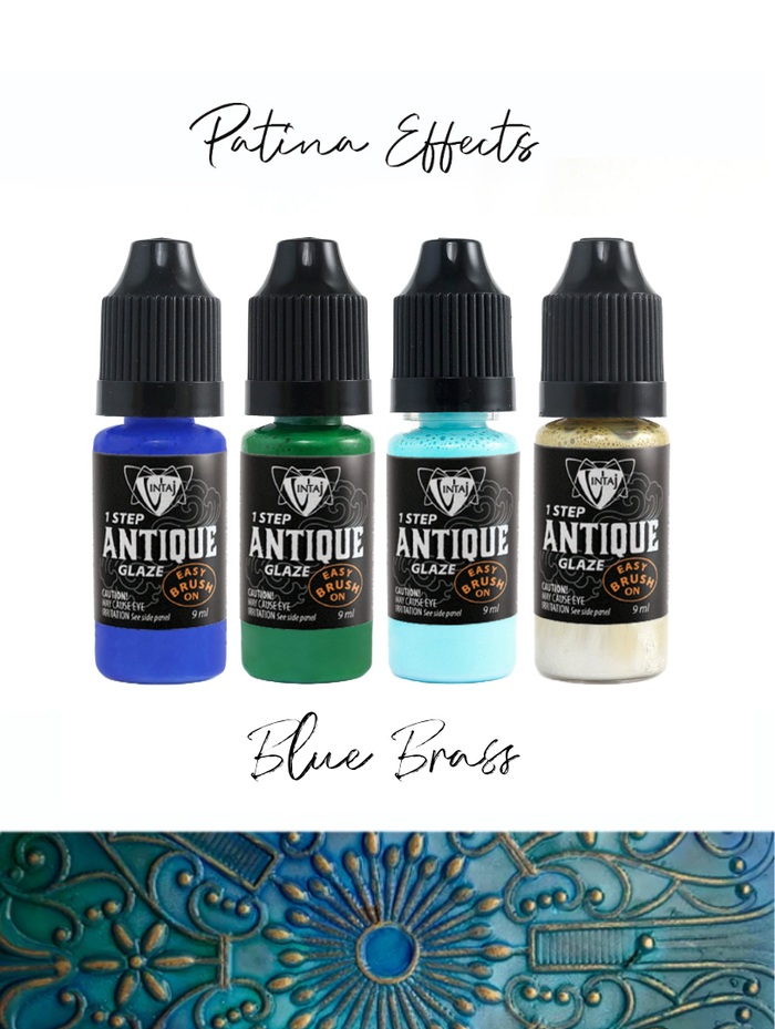 Antique Glaze Patina Effects in Blue Brass colors