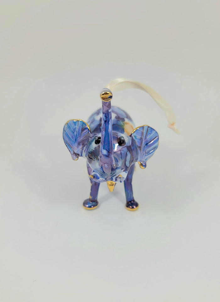 Blue Ceramic Elephant Ornament