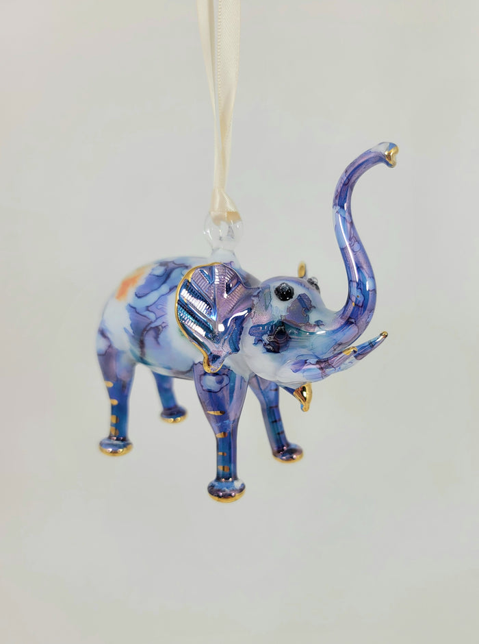 Blue Ceramic Elephant Ornament