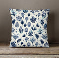 Blue Floral Botanical Pattern Throw Pillow Cover