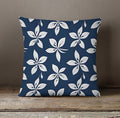Blue Floral Geometric Pattern Throw Pillow Cover