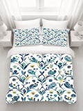 Blue Floral Vine Pattern Duvet Cover