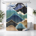 Blue Minimalist Mountain Landscape Artwork Shower Curtain