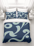 Blue Swirling Abstract Wave Pattern Duvet Cover