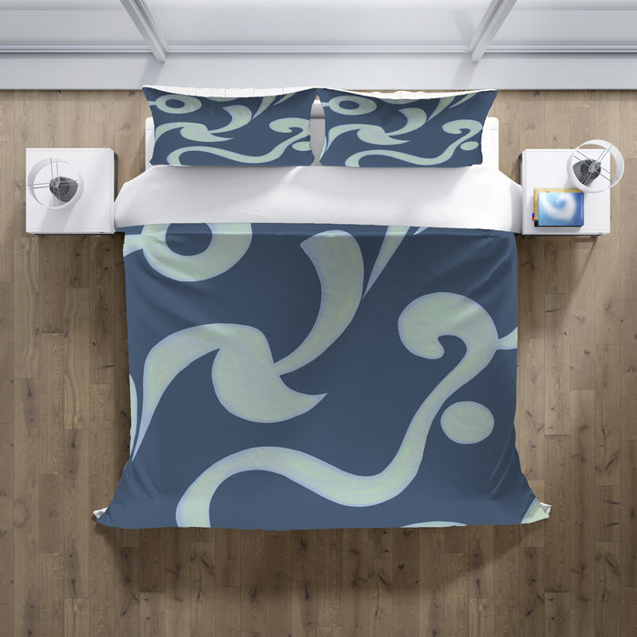 Blue Swirling Abstract Wave Pattern Duvet Cover