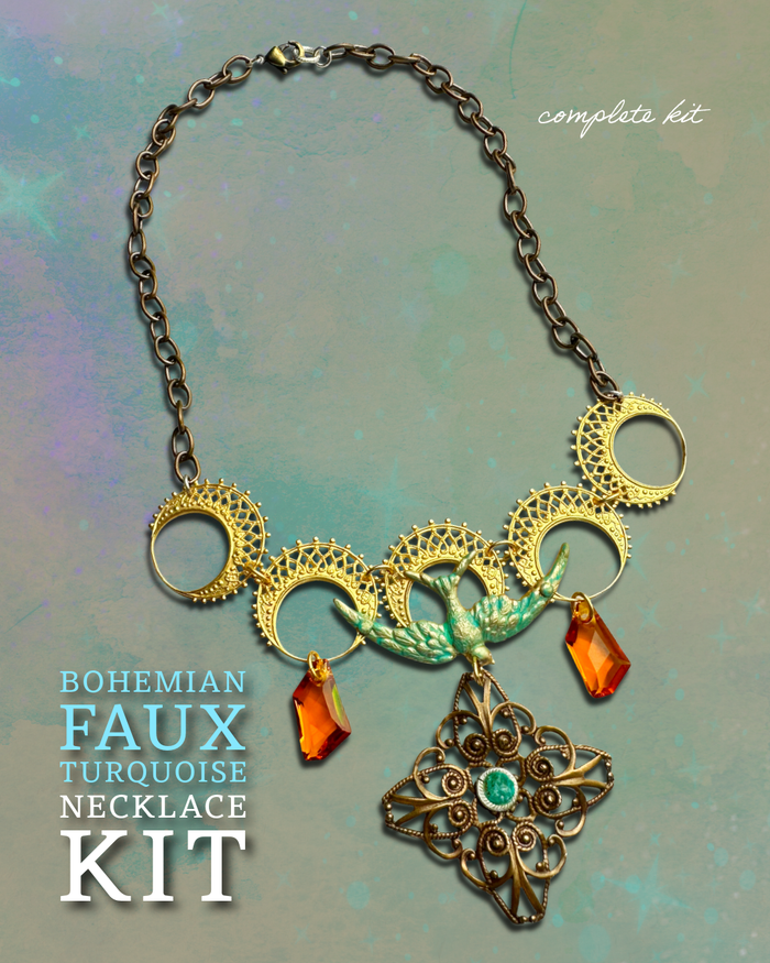 Bohemian Faux Turquoise Necklace Complete Kit