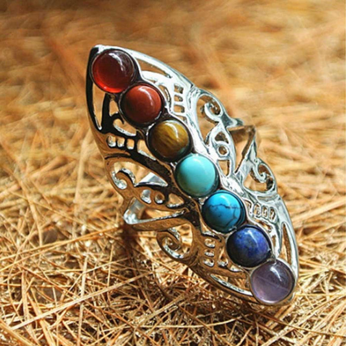 Boho 7 Chakra Stones Ring