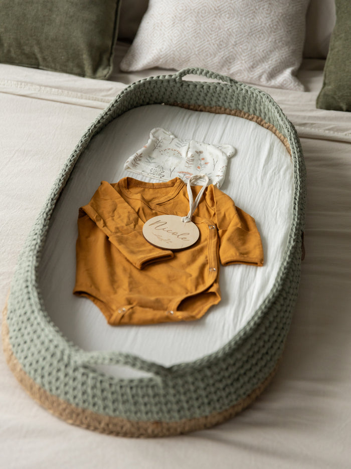 Boho Baby Changing Basket with Jute Accent