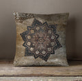 Brown Mandala Medallion Ornamental Pattern Throw Pillow Cover