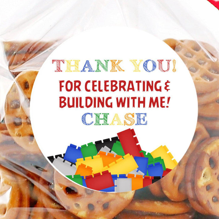 colorful toy brick party label