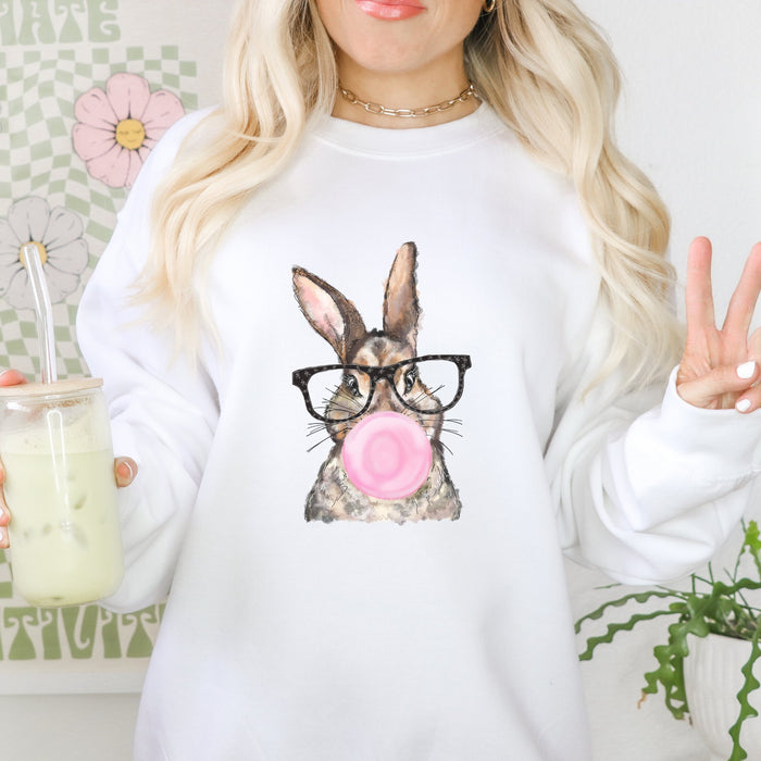 Bunny w/ Glasses Easter Crewneck Sweatshirt - Trendznmore