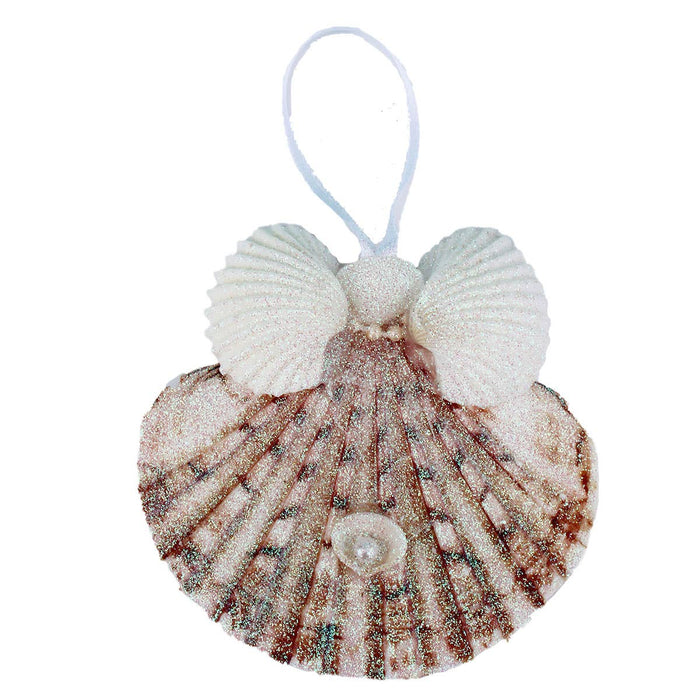 California Seashell Company - Flat Pectin with Arca Wings Seashell Angel Ornament