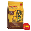 Carna4 Venison for Dogs bag featuring air-dried venison nuggets, suitable for all life stages, with a Frequent Buyer Rewards badge displayed.