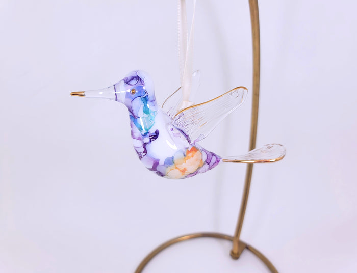Ceramic Hummingbird Purple Ornament