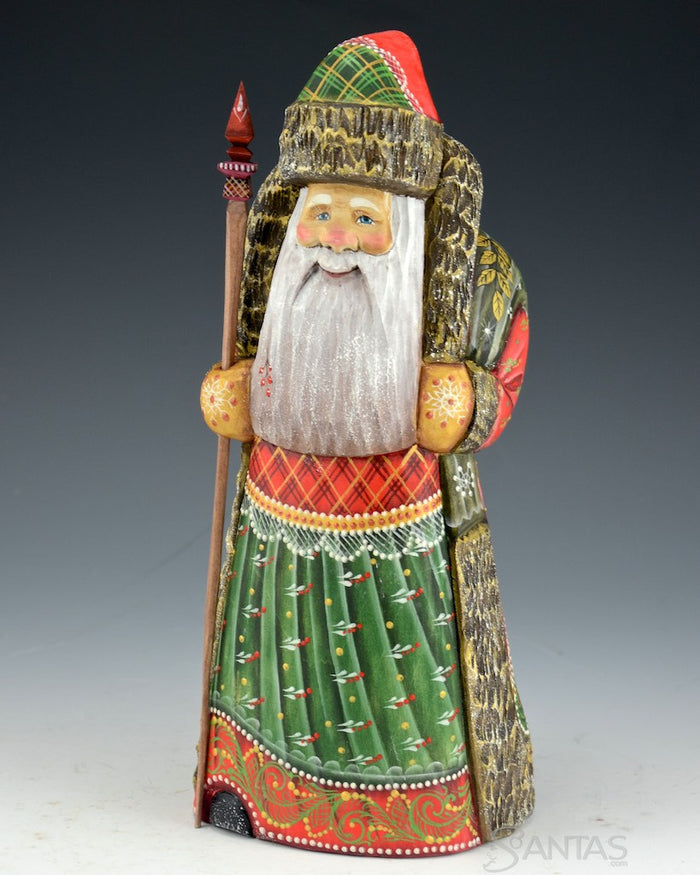 Christmas Colors Santa with Holly Leaf Toy Bag