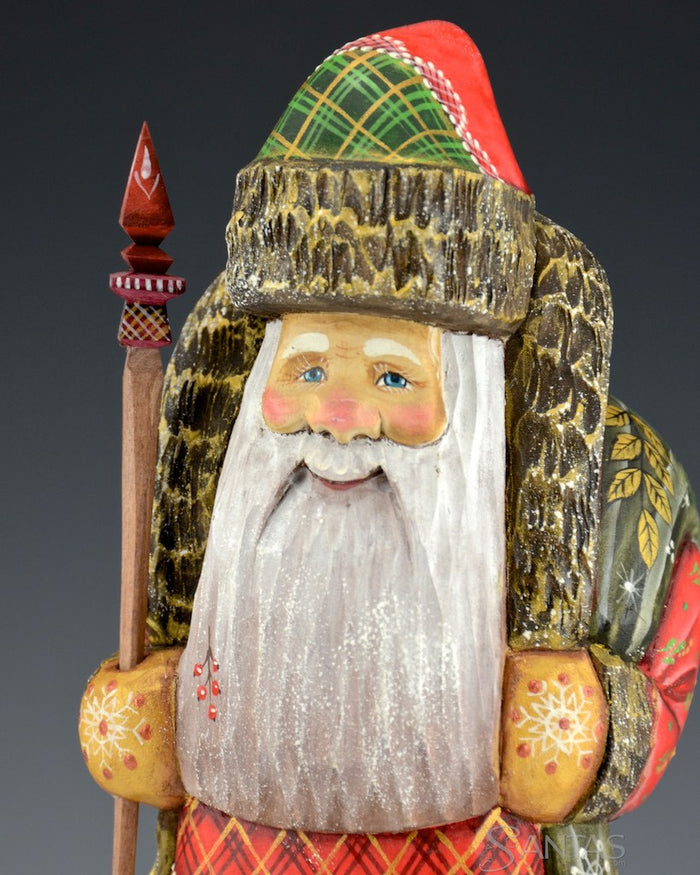 Christmas Colors Santa with Holly Leaf Toy Bag