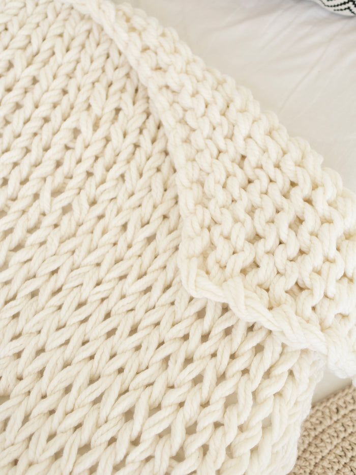Chunky Knit Blanket in White