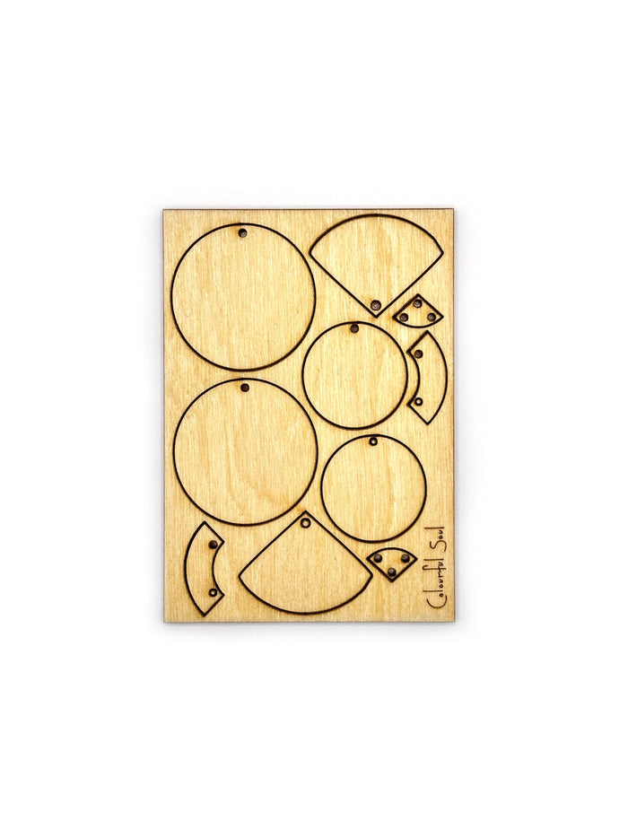 Wooden triangle and circle earring panel