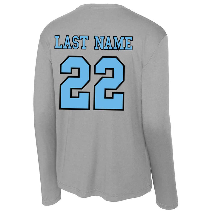 Long sleeve pill lacrosse tee back view